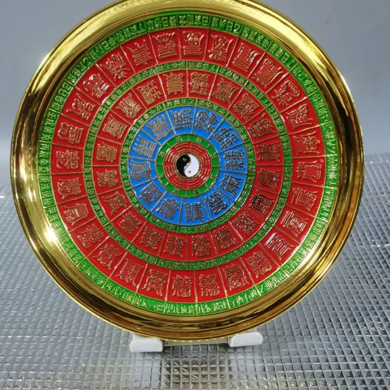 Colorful five elements and eight trigrams , entranceway decoration, retro copper plate with Tai Chi pattern, antique