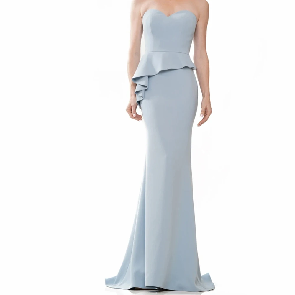 

Sweetheart Sleeveless Jersey Mermaid Backless Floor Length Solid Color Zipper Back Sweep Train Elegant Luxury Evening Dress 2024