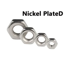 Tuerca hexagonal niquelada, tuerca de bloqueo chapada en Zinc, M2, M2.5, M3, M4, M5, M6