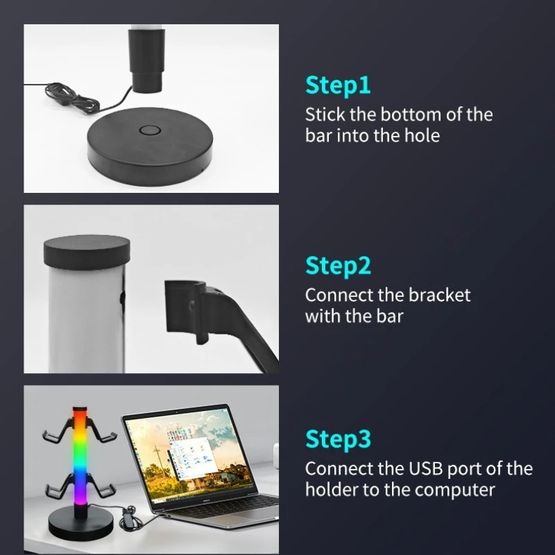 RGB gaming controller stand, headphone stand, ambient lighting, gaming pickup rhythm light desk lamp, night light view 5
