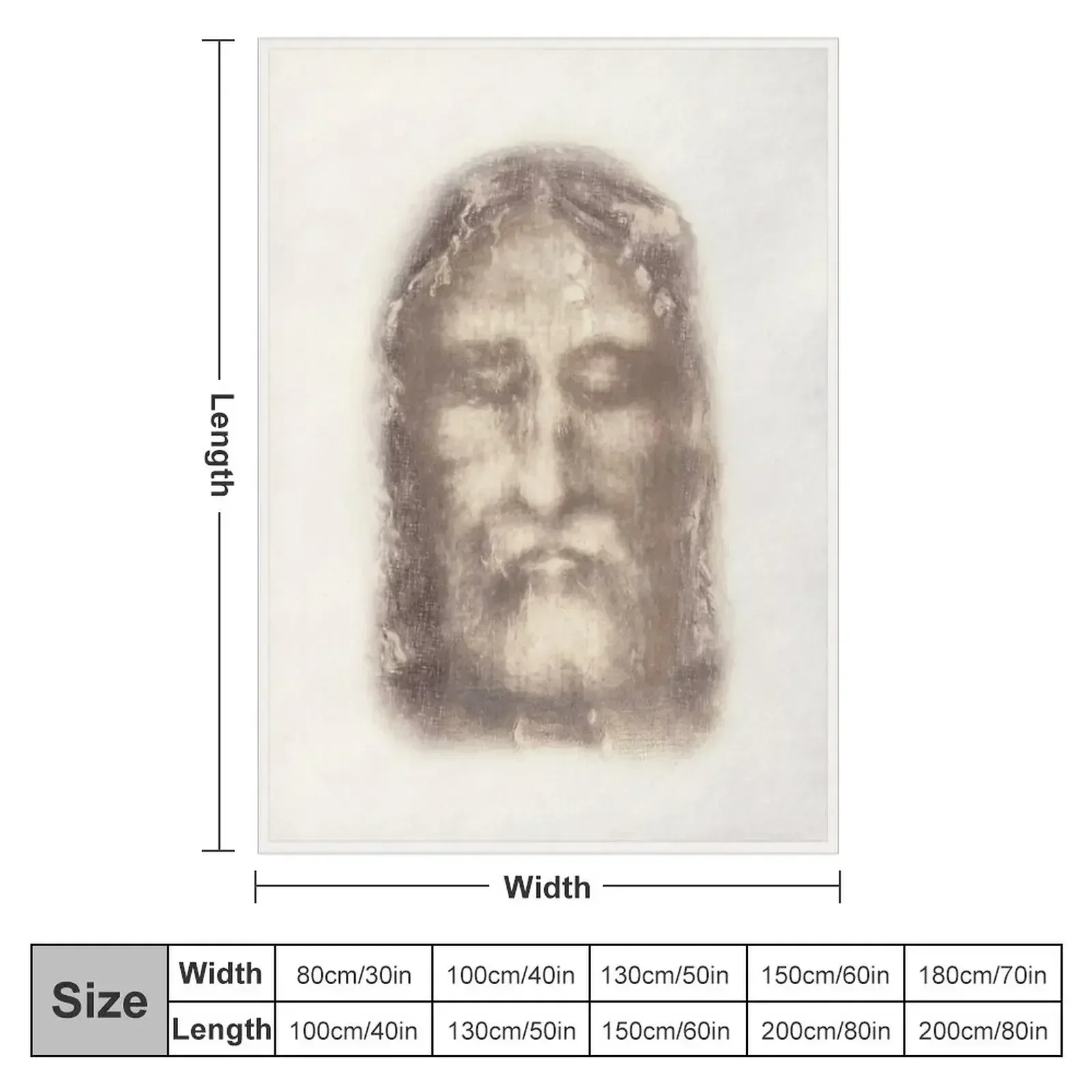 Shroud of Turin Face of Jesus Christ with Crown of Thorns Beige Vintage Background Painting HD High Quality Throw Blanket