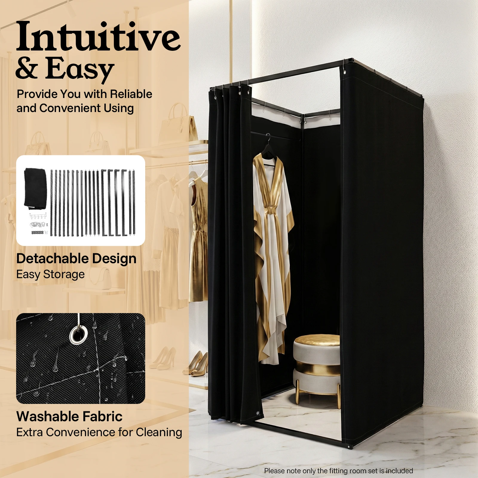 Portable Clothing Store Fitting Room, Curtain Changing Rooms, Private Room Divider, for Fit Room, Clothes Stores 100*100*200cm image 5