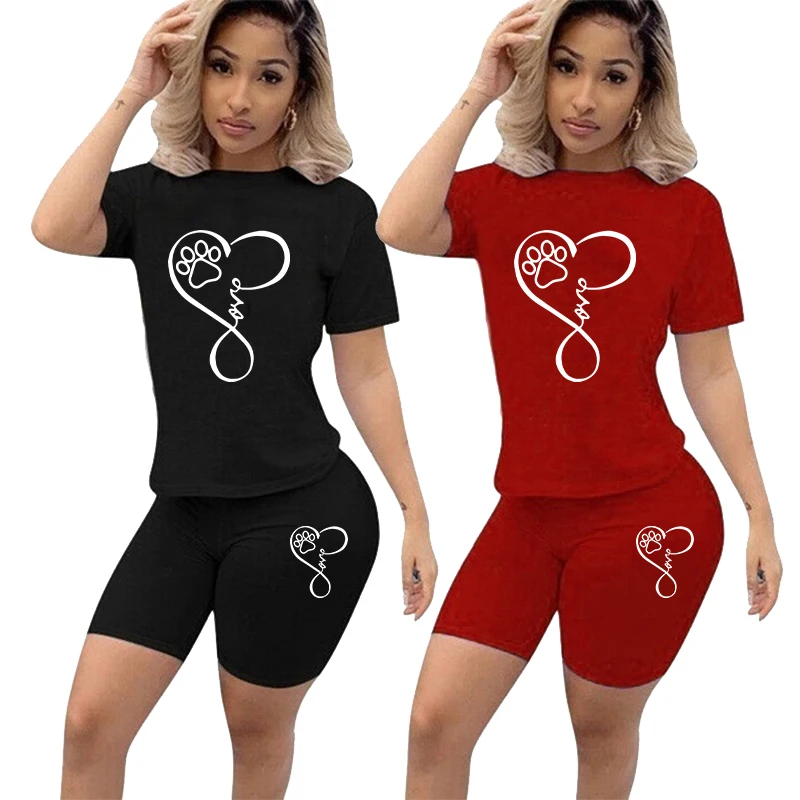 Women's Summer Casual Two-Piece Short Suit Quick Drying Pure Cotton Casual Sportswear Short Sleeved Shorts Sportswear