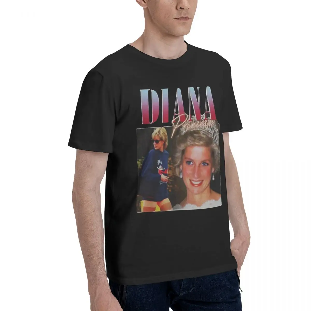 Funny Hip Hop Princess Diana 90s T-Shirts Men Crewneck 100% Cotton T Shirts Short Sleeve Tees Adult Clothes