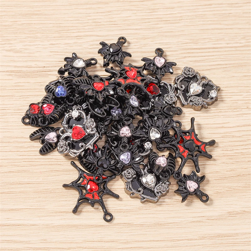 5 Stück Niedliche Kristall-Metall-Herzanhänger mit Flügeln für Schmuckherstellung, Ohrringe, Anhänger, Halsketten, Armbänder, DIY-Bastelzubehör – Detail 4