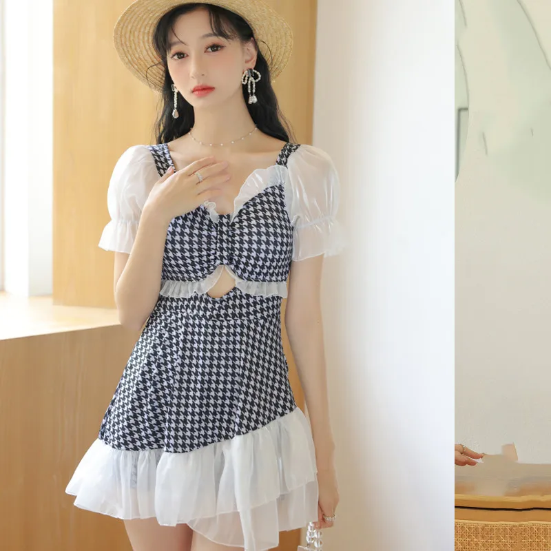 

Swimwear Women Summer New Fashion One-Piece Conservative Belly Cover Thin South Korean Princess Fan Ins Style Skirt Swimsuit