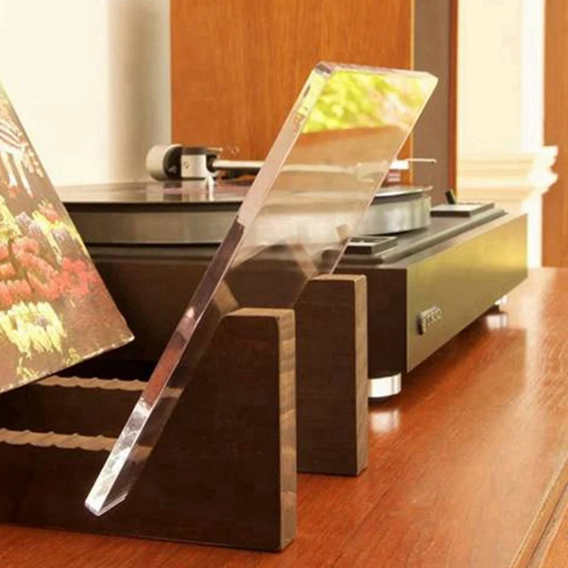 3Set Vinyl Record Storage Holder Large Capacity Acrylic Ends Display Stand Wooden LP Vinyl Album Desktop Rack