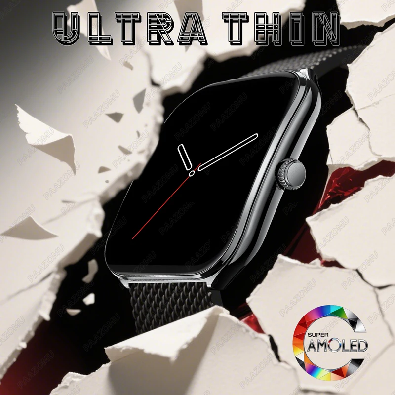 

2026 New Ultra Thin Smart Watch Men 1.96" HD AMOLED 100+Sports Mode Health Monitor Bluetooth call Waterproof Smartwatch Woman