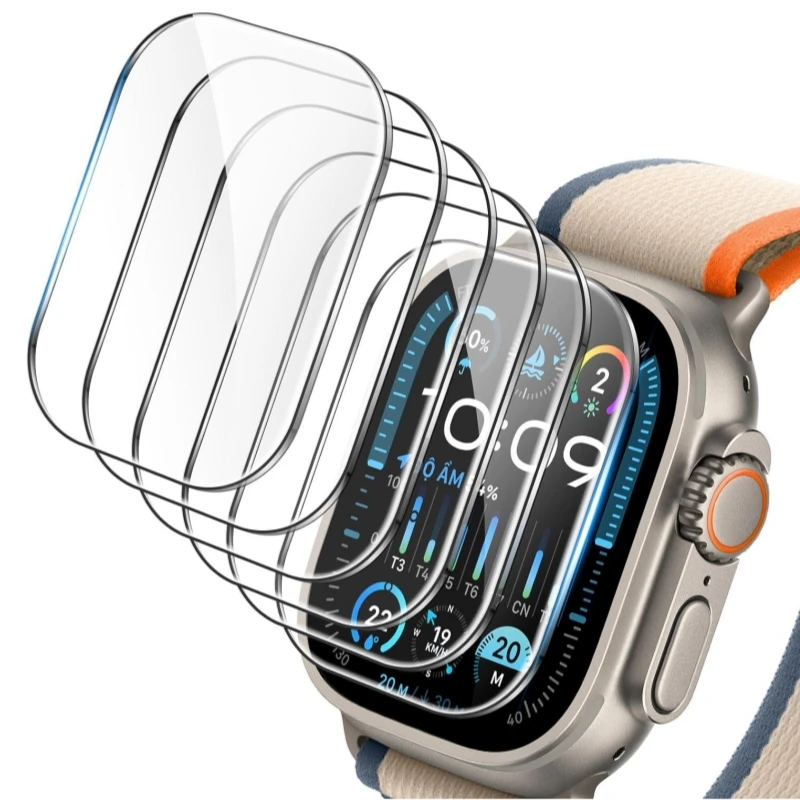 

5 шт. HD закаленное стекло для Apple Watch Ultra 2 49 мм, аксессуары, водонепроницаемая защитная пленка для экрана от царапин для iWatch Ultra 49 мм