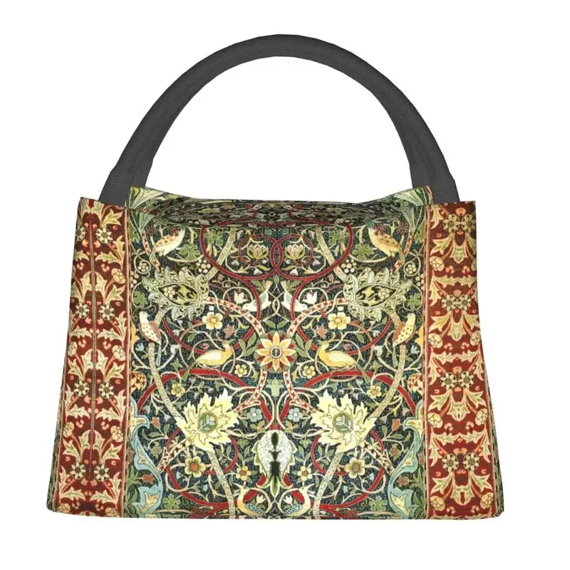 William Morris Bullerswood Antique Rug Print Lunch Bags Women Cooler Thermal Insulated Lunch Box for Picnic Camping Work Travel