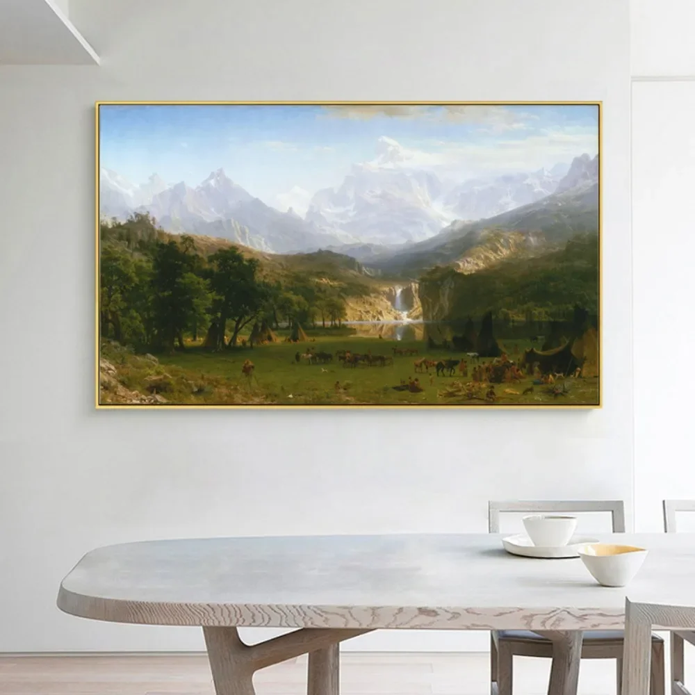 Albert Bierstadt The Rocky Mountains Canvas Painting Lander's Peak United States Western Landscape Wall Art Decor
