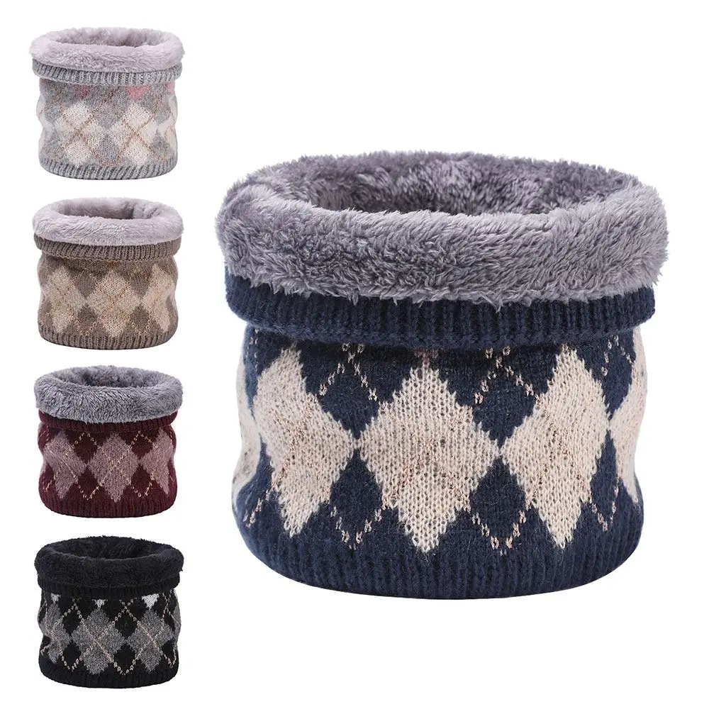 Fashion Fleece Lined Knitted Scarf Double-Layer Windproof Winter Neck Gaiter Thick Circle Loop Scarves for Women & Men