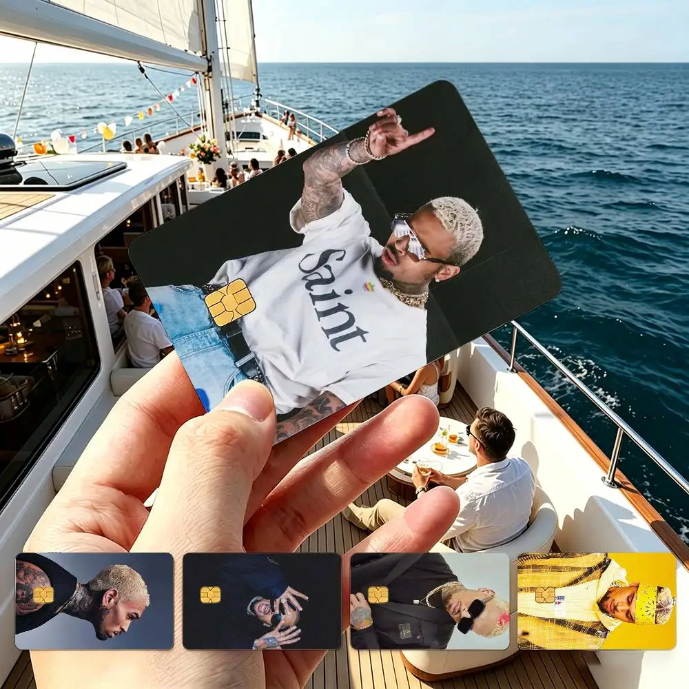 Rapper C-Chris Brown Credit Card HD Stickers Small Chip Waterproof Sticker Game Card Decal Gift