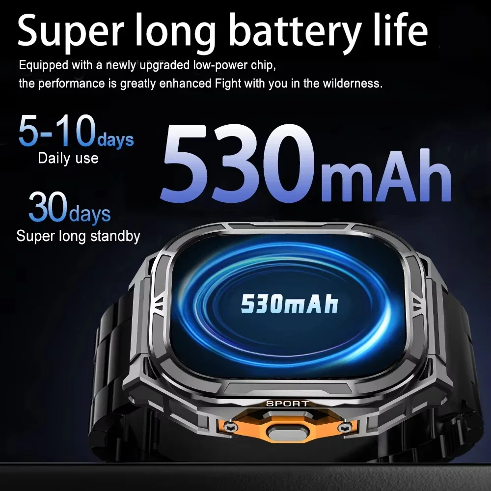 2025New GPS الساعات الذكية للرجل 1.96 بوصة HD AMOLED شاشة البوصلة بلوتوث دعوة 5ATM مقاوم للماء الرياضة ساعة ذكية أندرويد iOS