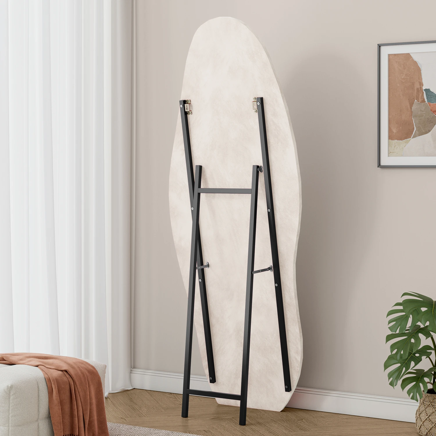 Irregular Wavy Full-length Floor Standing Wall Hanging Mirror For Bedroom Living Room Dressing Room view 2