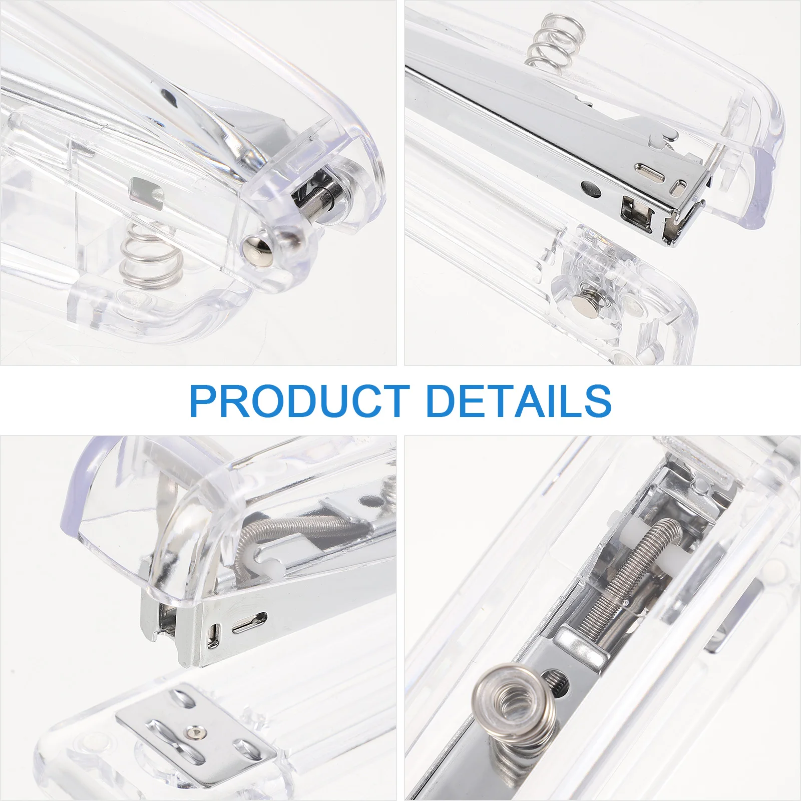 

Transparent Stapler Clear Plastic Portable Office School Stationery Book Binding Tools Stable Beautiful Design Desktop