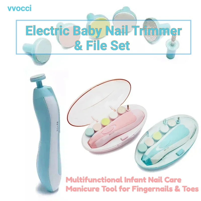 vvocci Electric Baby Nail Trimmer & File Set – Multifunctional Infant Nail Care Manicure Tool for Fingernails & Toes