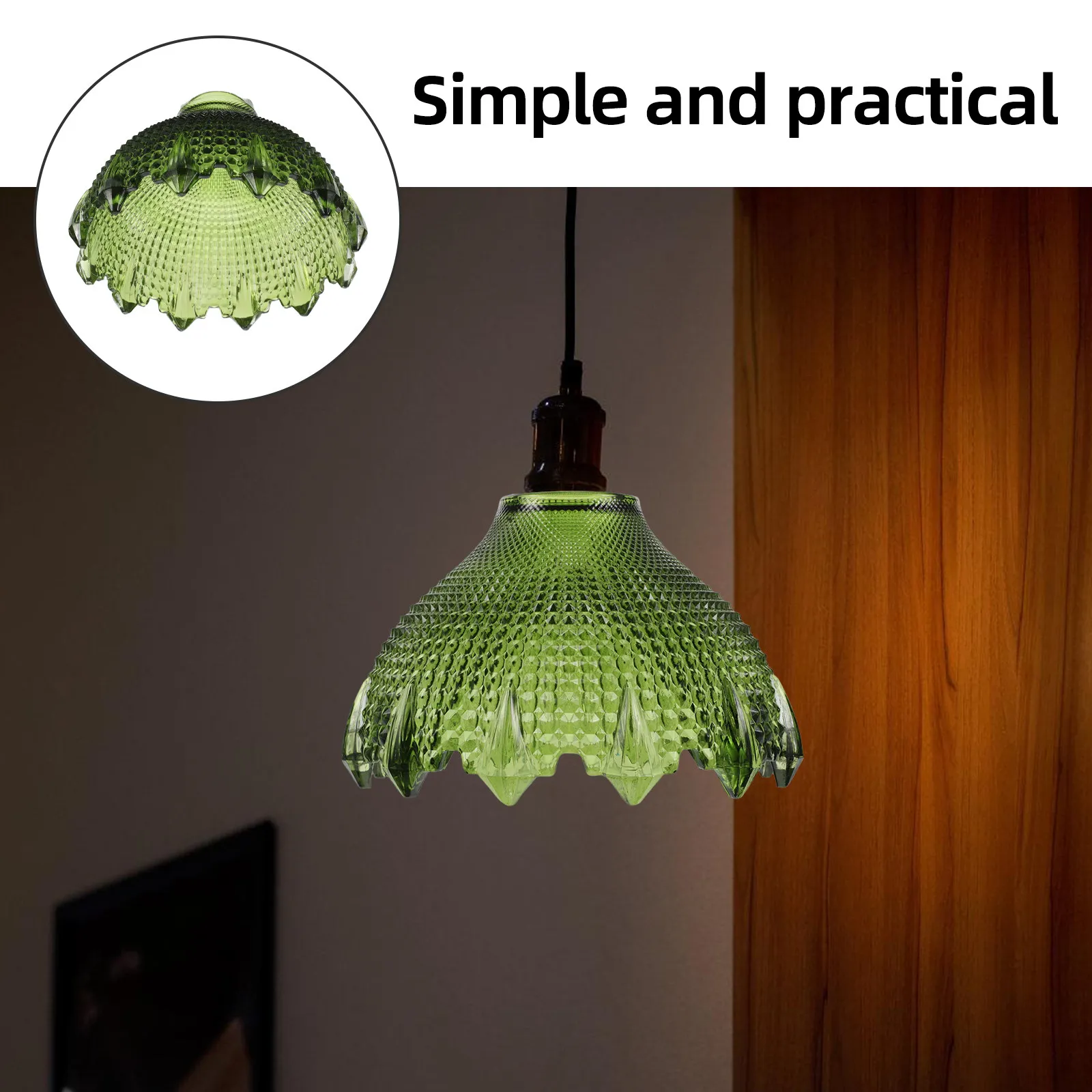 Small Green Glass Lamp Shade Vintage Japanese Style Pendant Light Shade Easy Install E27 Dining Room Decor Replacement Lamp
