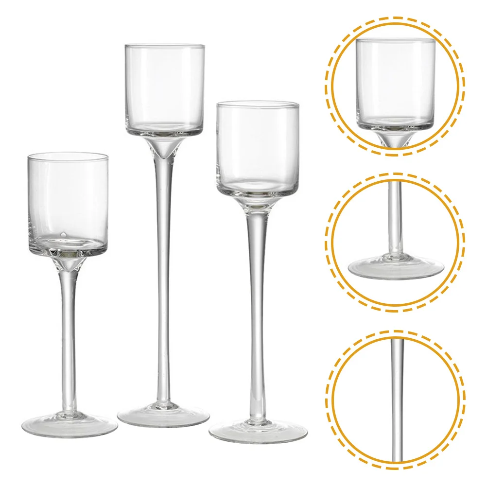 

1Set Tall Glass Holder Set for Wedding Anniversary Christmas Home Decor Stand Pillar Tea Light Votive Use