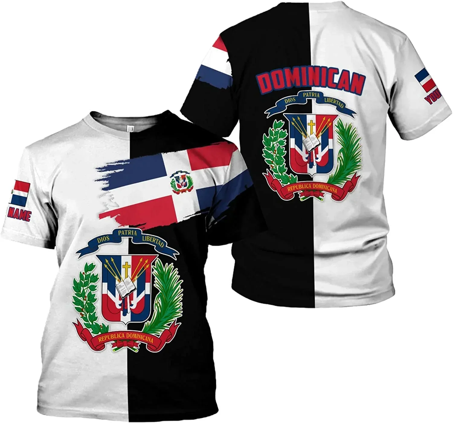 Men's T-shirt Dominican Republic Flag Free Custom Name T-shirt Fashion Casual Versatile O-Neck Men's And Women's Top