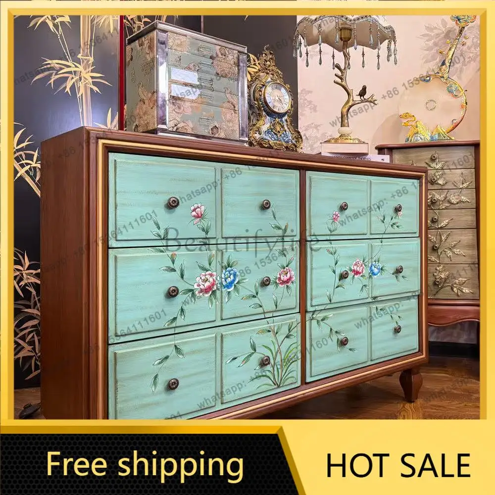 LD American country designer floral six-chest chest drawer locker