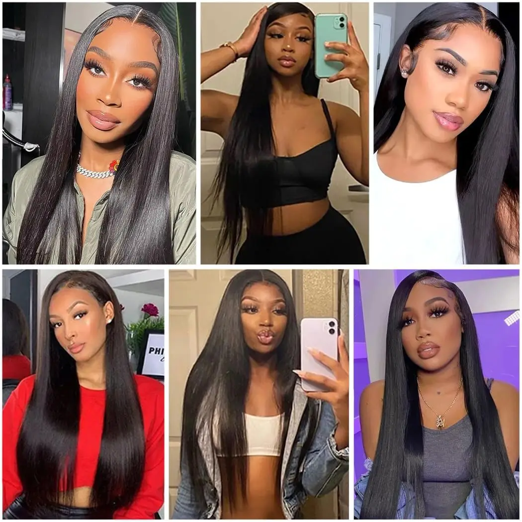 Wig Rambut Manusia Lurus Alami untuk Wanita, Wig Rambut Manusia dengan Lace Frontal 13x4, Wig Tanpa Lem 4x4 Pre Plucked, Rambut Manusia dengan Lace Pre Cut