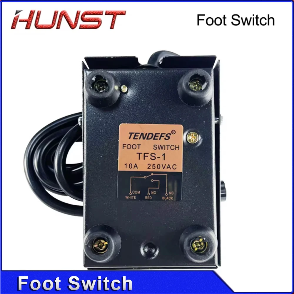 HUNST Interruptor de pie de metal TFS-1 10A 250VAC Longitud de línea 1,9 M Pedal pequeño de reinicio automático