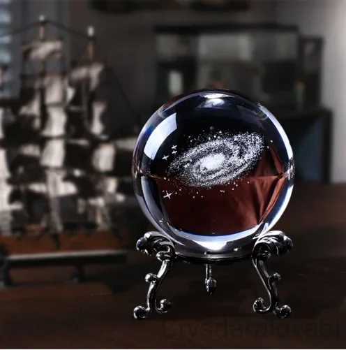 60/80/100mm 3D Laser Engraved Galaxy Glass Ball Crystal Miniatures Boy Gifts Sphere Home Decoration Accessories Globe Universe