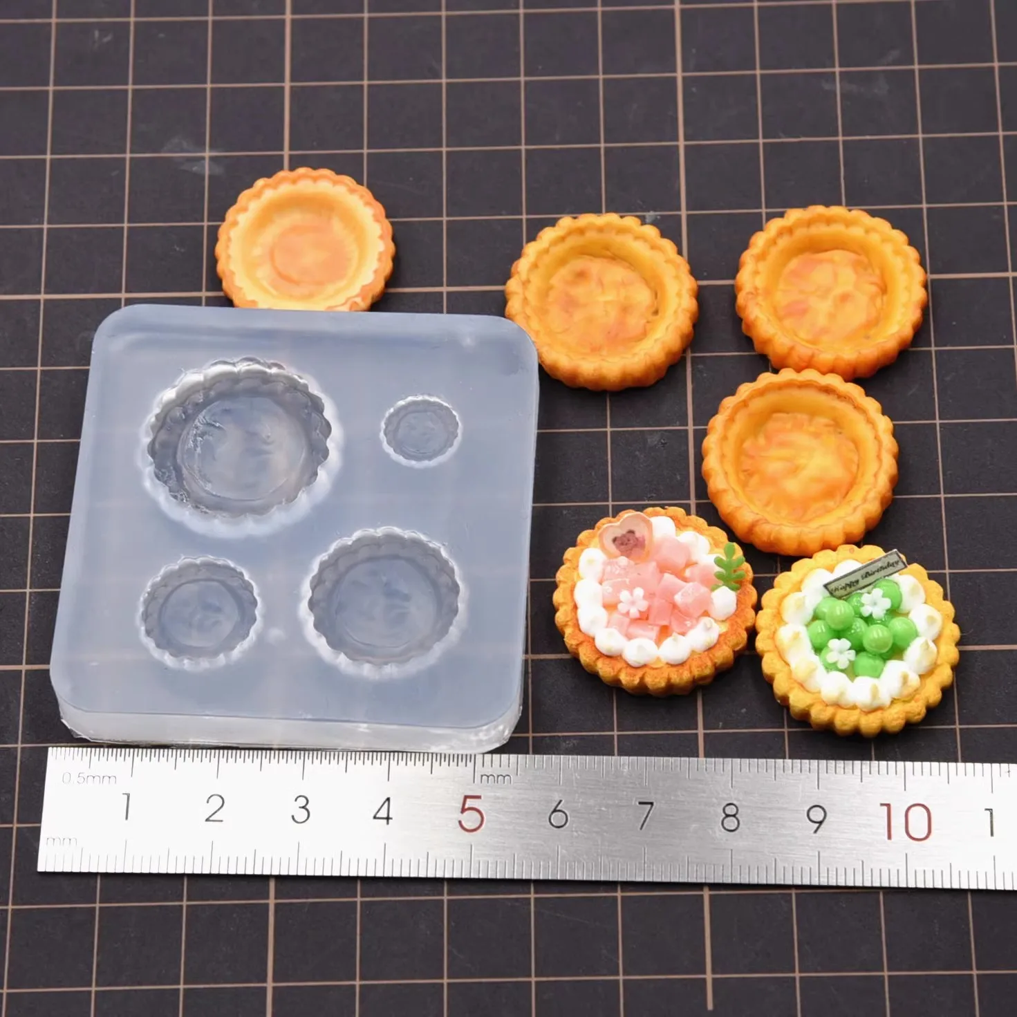 Base de Pizza Miniature mignonne, moules en Silicone, résine argile, artisanat, moulage rapide, outi