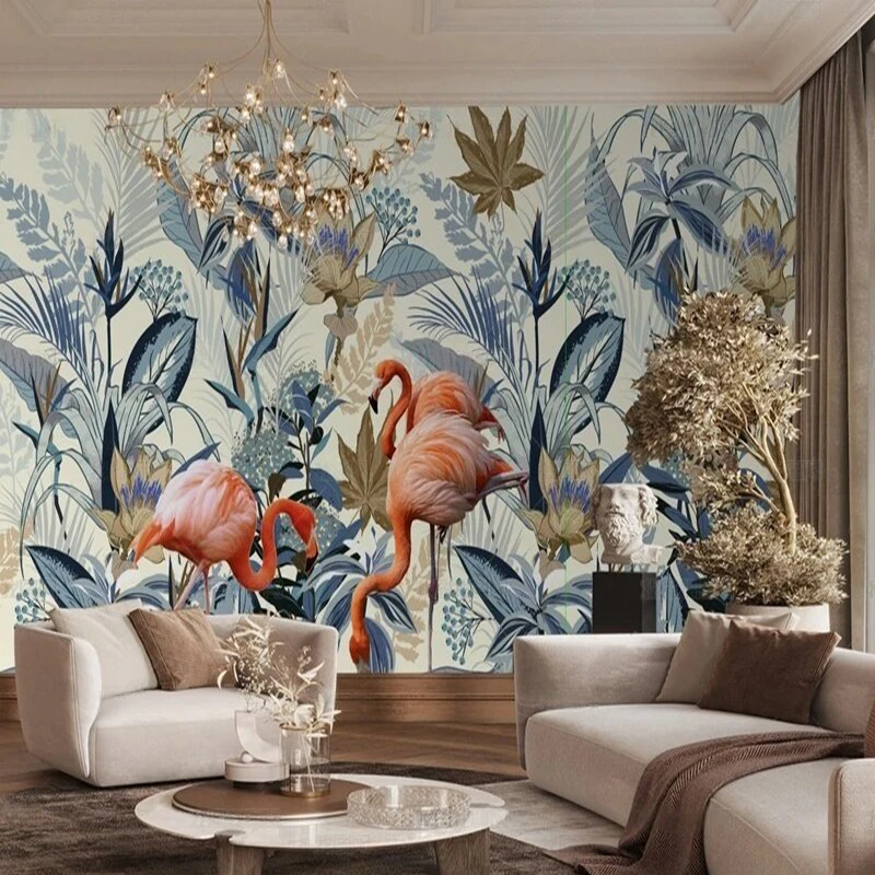 

Простой и легкий, роскошный современный цветной цветок и коричневый лист, декоративная картина для телевизора, роскошное украшение для дома, фоновая стена