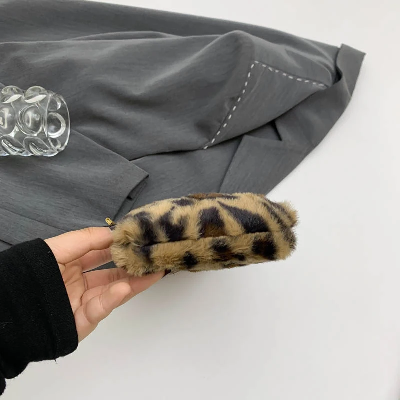 Mode Frauen Kuh Druck Mini Schulter Taschen Weibliche Winter Plüsch Unterarm Taschen Leopard Zebra Muster Flauschigen Tragetaschen Kleine Geldbörsen – Detail 31