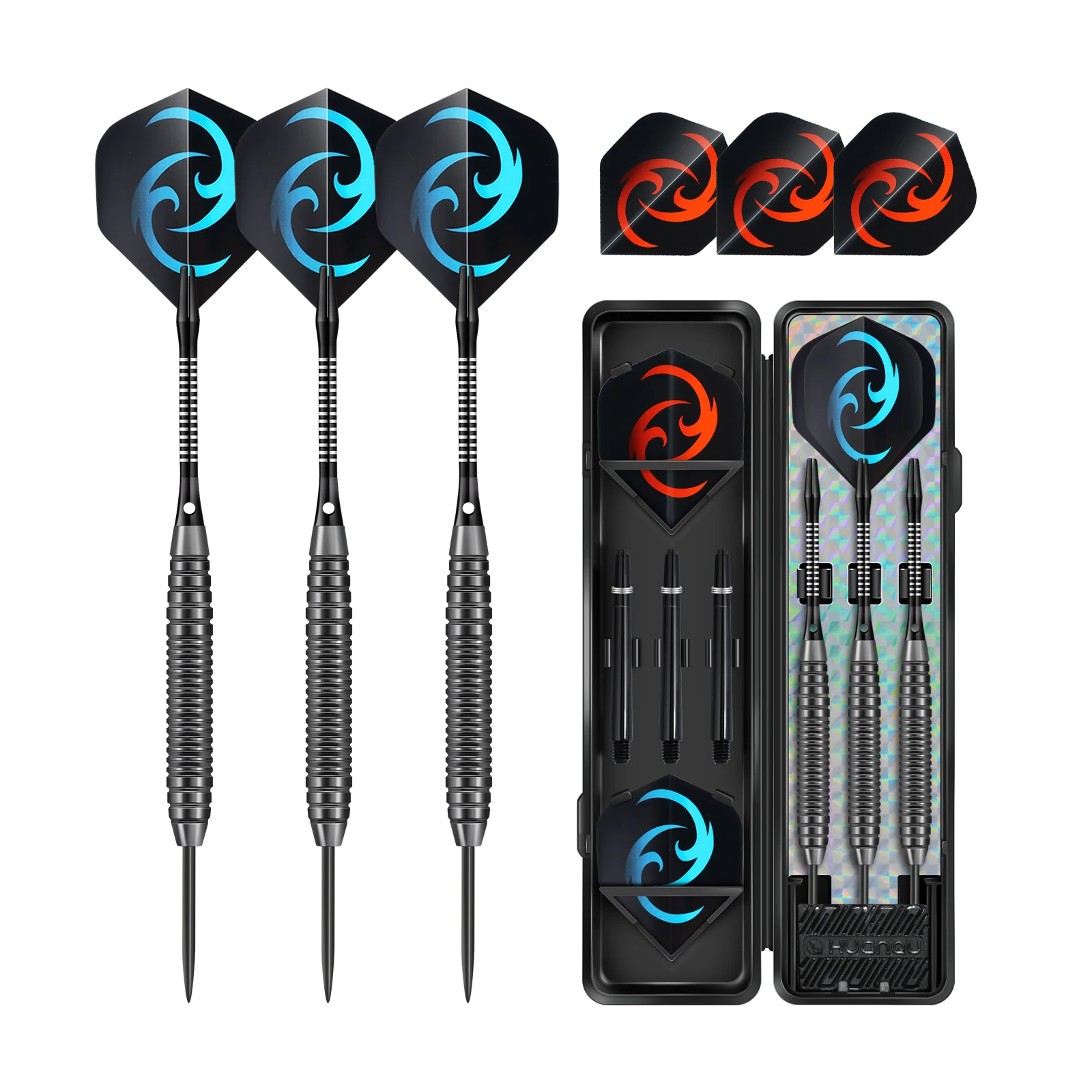 Huanqu 19g Iron Dart Set, Needle-Type Darts, Includes Three Complete Darts and Additional Replaceable Dart Shafts and Flights, Professional Darts, the Preferred Choice for Dart Enthusiasts, Holiday Gift, Birthday Gift