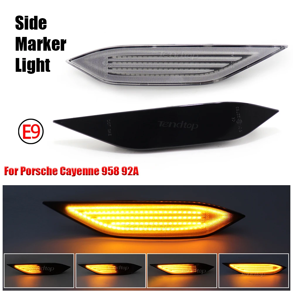 2Pcs LED Dynamic Side Marker Turn Signal Light Sequential Blinker Lamps For Porsche Cayenne 958 92A 2010-2014