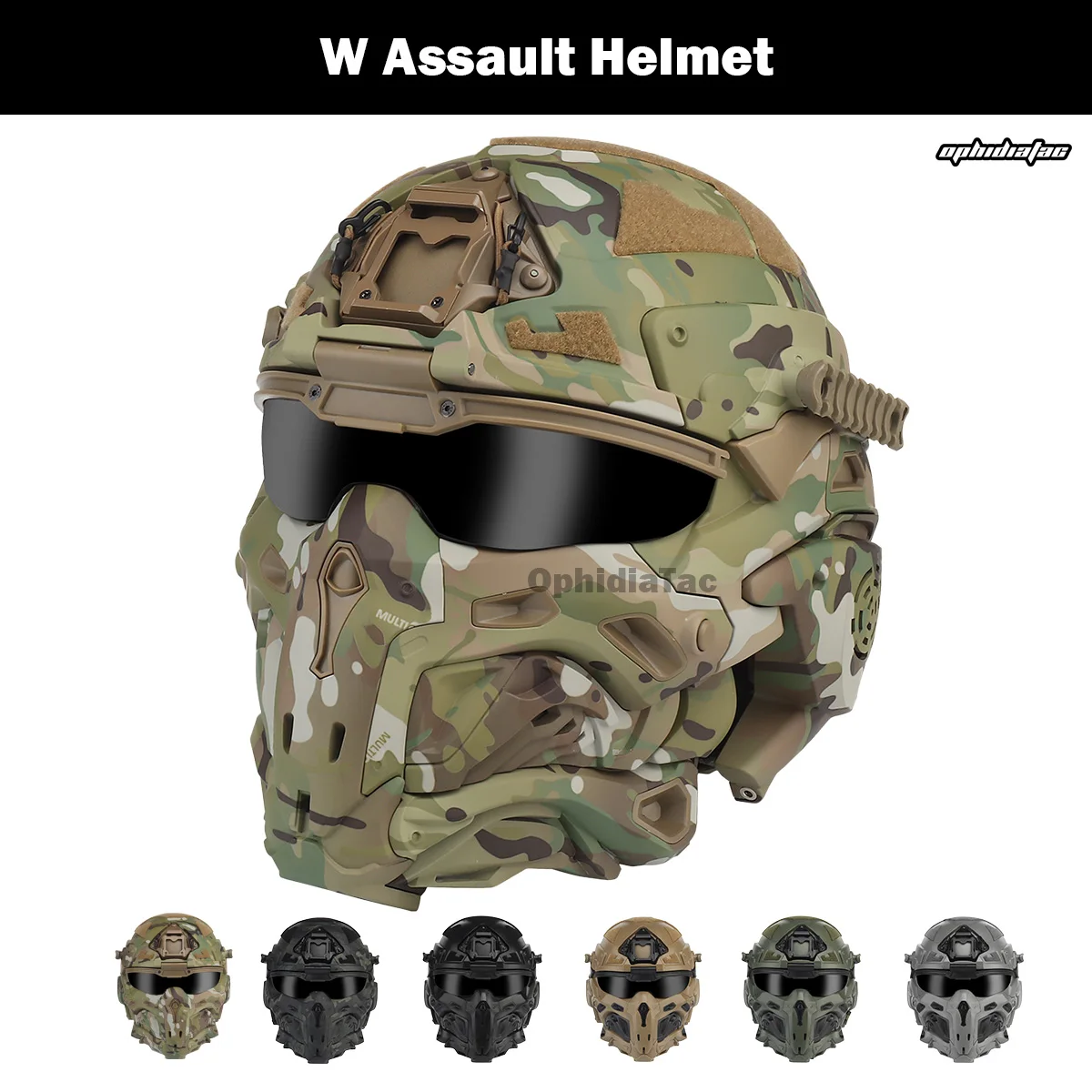 

OphidianTac Tactical W Assault Helmet With Mask and Tactical Goggles Airsoft Hunting Paintball Protect Gear