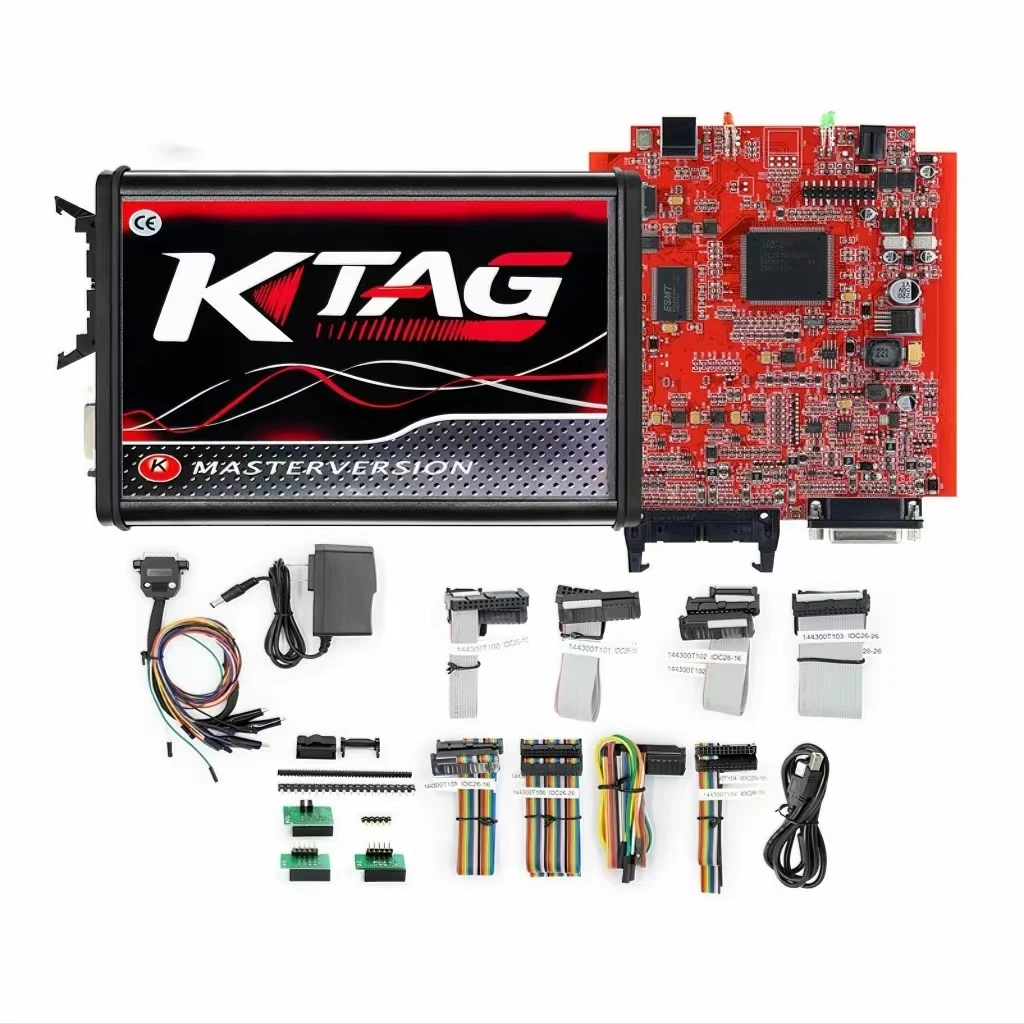 Online Unlimited EU Red KTAG V7.020 4 LED 2.25 OBD2 OBD2 Car ECU Chip Tuning Kit k-tag Programmer Tools