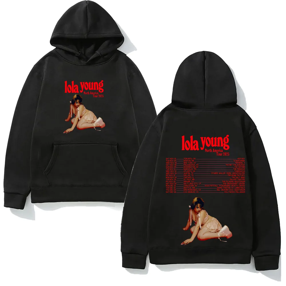 

LOLA YOUNG tour2025 Graphic Printing Hooded With Pocket Grunge Comfortable Sweatshirts Sleeve Gothic Clothes Moletom Punk Hoody