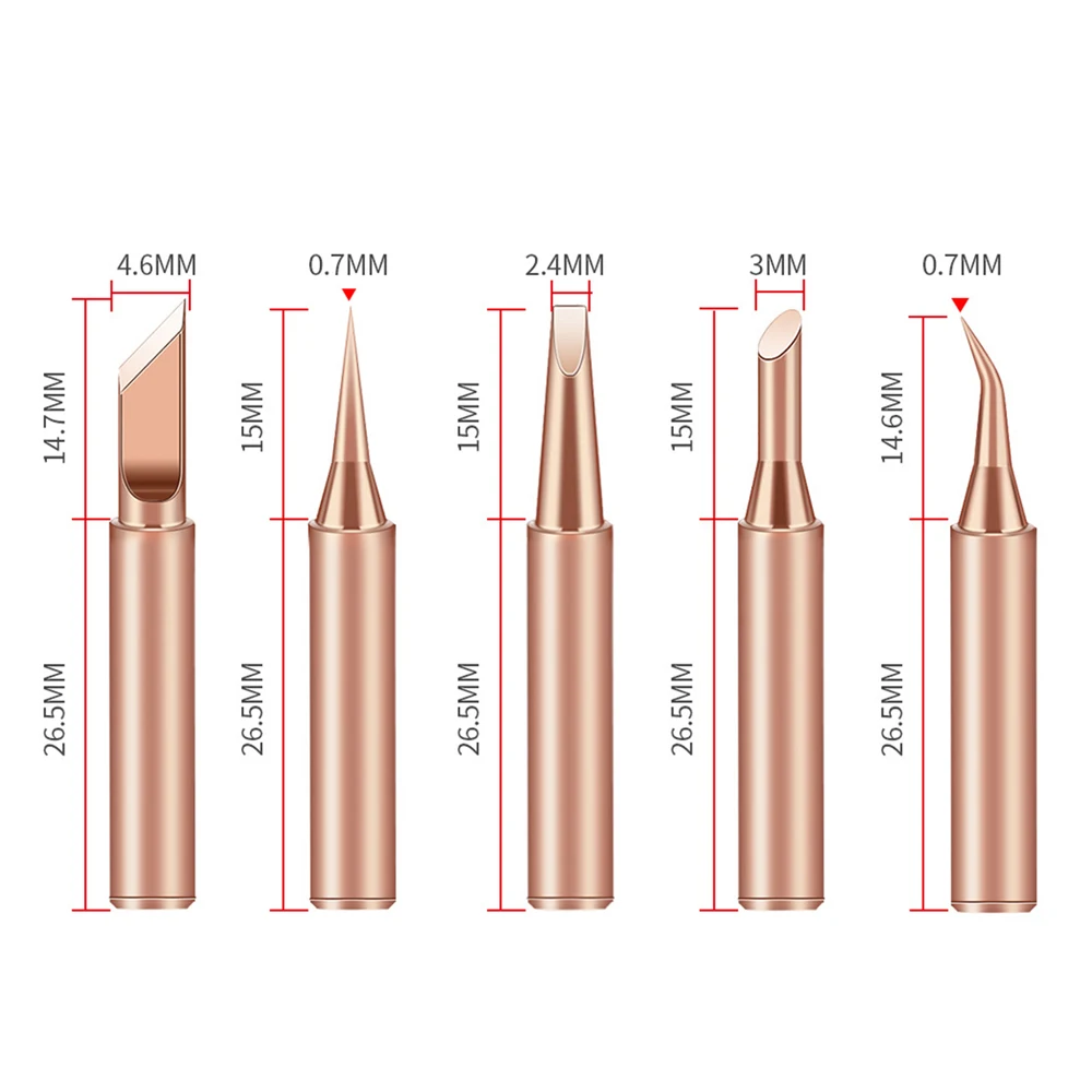 5Pcs Electric Soldering Iron Head Tool Copper Welding Head 900M-T-K Pure Copper Soldering Iron Welding Equipment Welding Tool