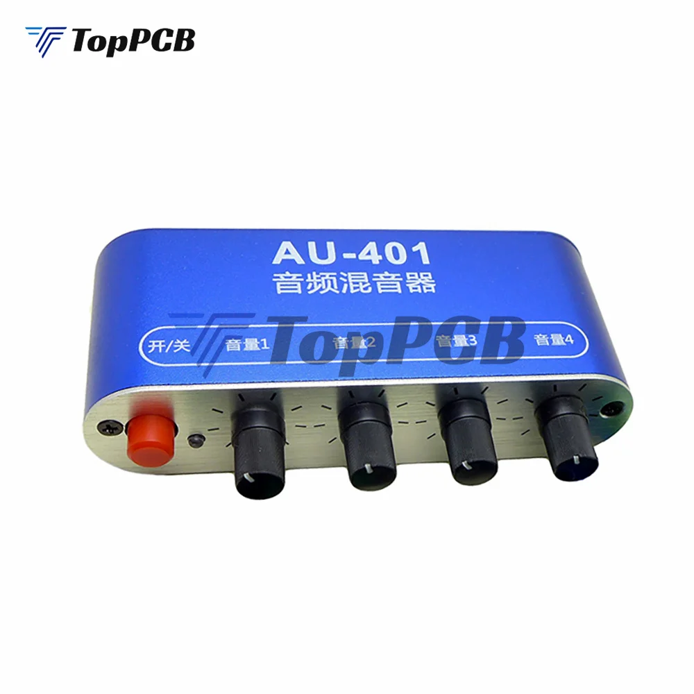 AU-401 DC 5V-12V Stereo Audio Mixer 4 Input 1 output Individually Controls Board Sound mixing DIY Headphones Amplifier