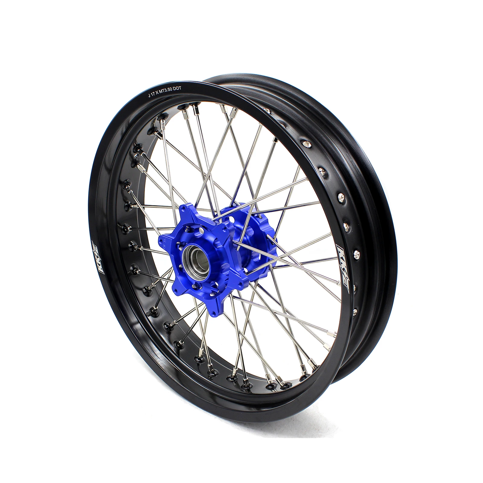 

【2025】 17-дюймовый комплект колес для мотоцикла Supermoto, совместимый с TE TC FE FC 350 450 2014-2024, синяя ступица, черный обод