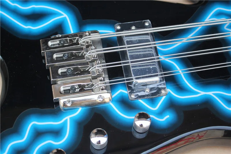 High-end custom 8-string electric bass, lightning decal design, double iron shell pickup, free shipping