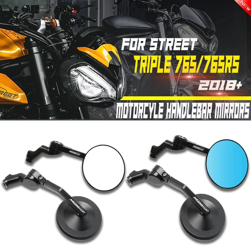 

New Motorcycle Handlebar Rearview Side Mirrors Bar End Mirror Kit For Street Triple S 765 765RS 765R Bobber T120 Daytona 660 675