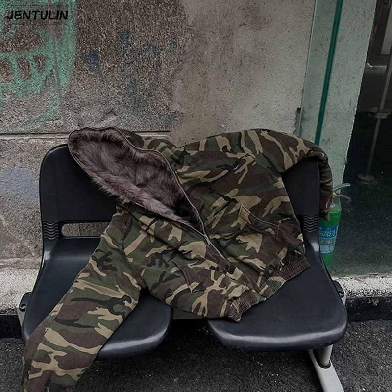 Super Heavy Padded Jumper Outdoor Cold Weather Clothing Workwear  Hood Hiking Jacket Windproof Camouflage Cotton Jacket Unisex