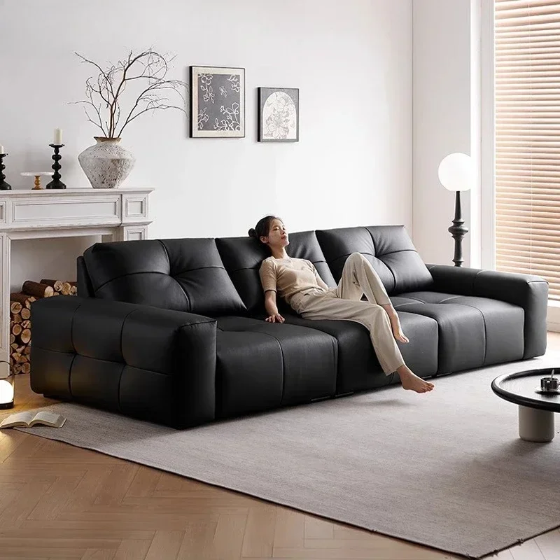 Italian minimalist small apartment adjustable backrest large sitting deep sofa