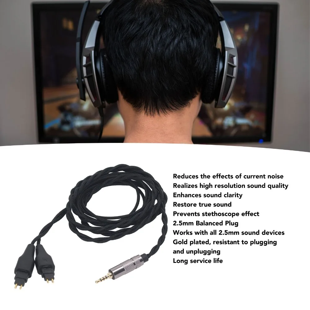 

Гибкий сменный кабель для наушников, посеребренный медный провод для наушников Sennheiser HD580 HD650 HD6XX