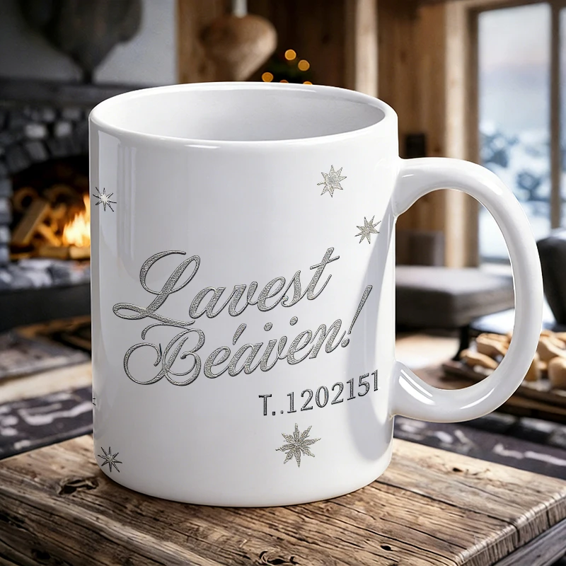 

Snowflake silver foil artistic text ceramic mug,coffee cup, milk cup,office tea cup, drinking cup,does not fade,gift for friends