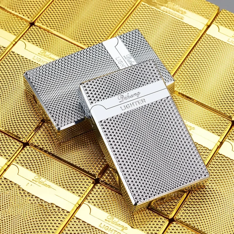 New Gold Direct Spray Windproof Metal Inflatable Butane Gas Cigar Lighter for Men\'s High End Gift Cigarette Accessories