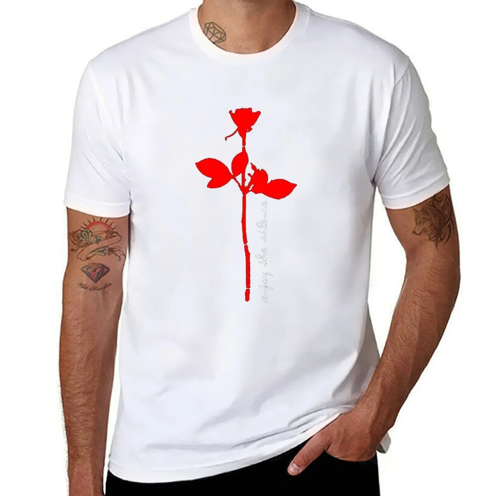 

Depeche Mode red flowers T-Shirt funny t shirts man man t shirt cotton T-Shirt