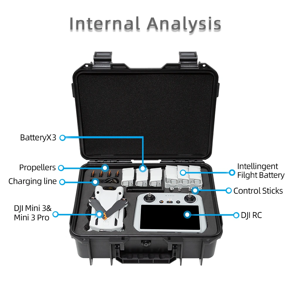 For DJI Mini 3 Case Explosion Proof Case Mini 3 Pro Bag Portable Waterproof Box Hard Shell Large Capacity Accessories Case