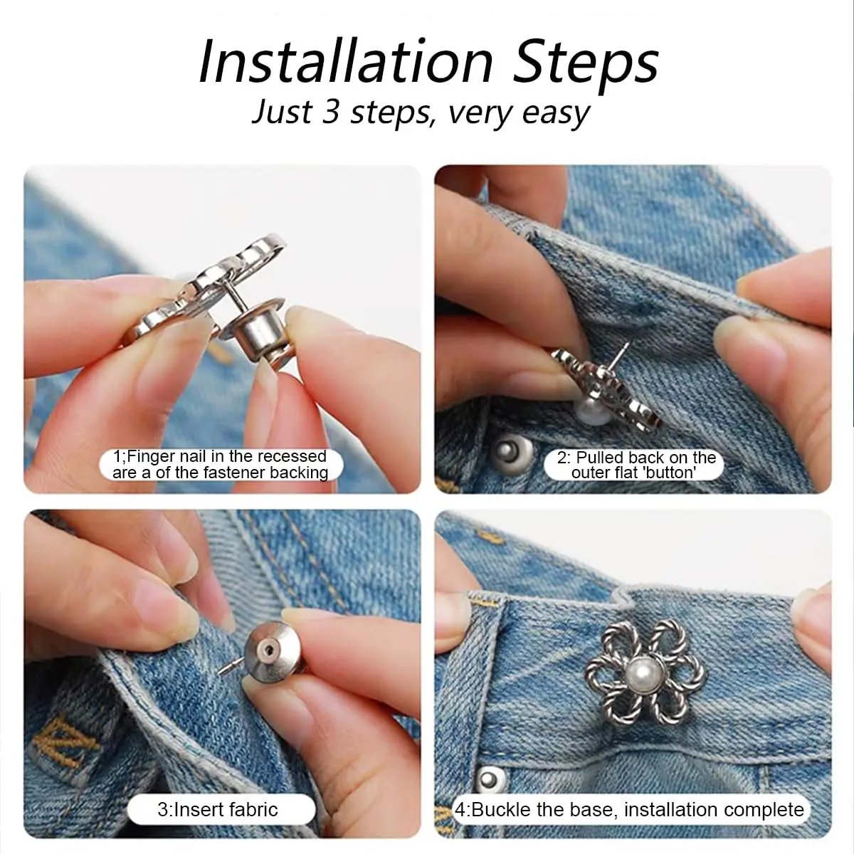 8 مجموعات زهرة الجينز زر بانت الخصر المشدود قابل للتعديل الخصر مشبك مجموعات لا خياطة ولا أدوات انفصال زر الزخرفية