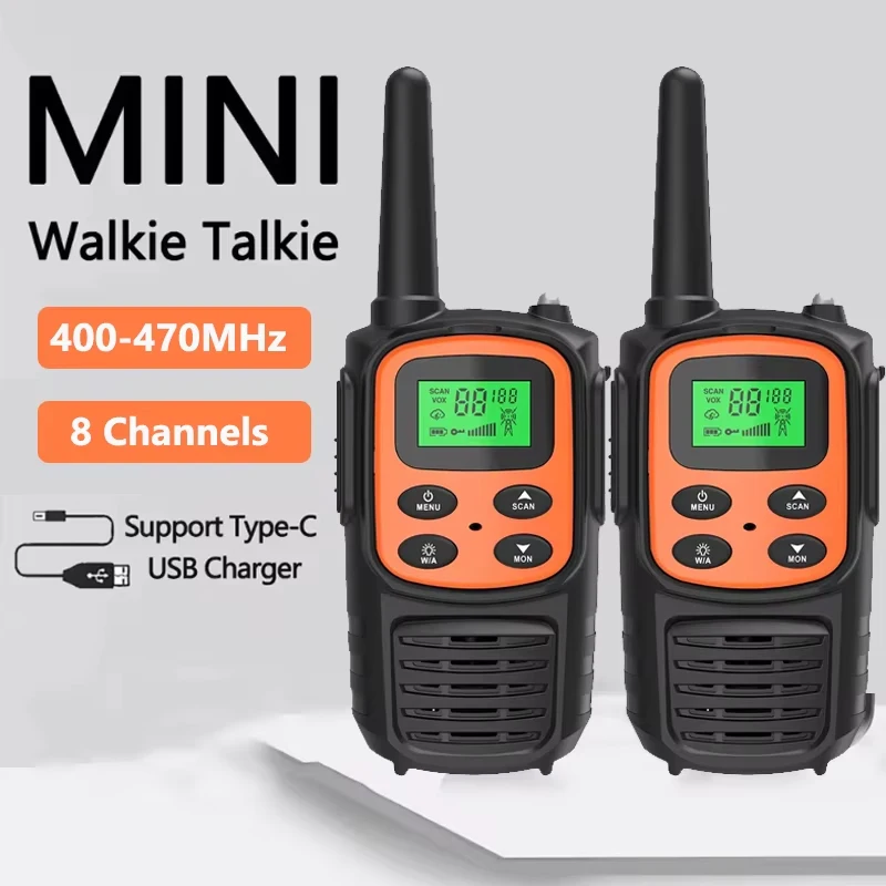 2PCS Kids Portable Outdoor Children Two Way Radio UHF Receiver Walkie-Talkie Radio Comunicador Mini Walkie Talkie For Boys Girls